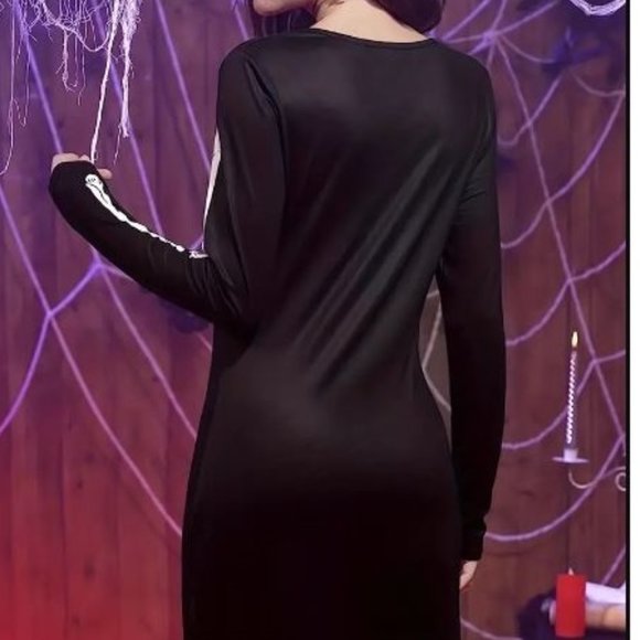 💙3/$60💙Halloween Skeleton Long Sleeve Dress Mini Fitted size 14 - Picture 6 of 7